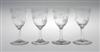 (ITALIAN LINE--NGI.) Augustus. 4 beautiful acid-etched cockerel pattern stemmed cordial glasses for First Class service;